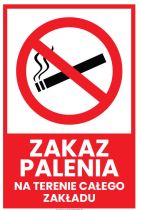 Zakaz palenia na terenie zakładu pracy - oznaczenie/plakat