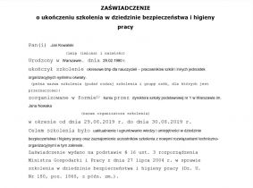 Jak wypełnić zaświadczenie o ukończeniu szkolenia bhp po szkoleniu nauczycieli?