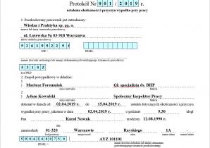 Jaki numer powinien mieć protokołu powypadkowy w przypadku prowadzenia postępowania powypadkowego na przełomie roku?