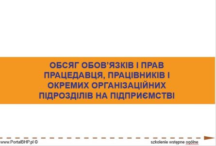 Zakres obowiązków i uprawnień  pracodawcy, pracowników oraz poszczególnych jednostek  organizacyjnych zakładu pracy - j. ukraiński