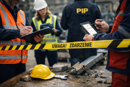 Zdarzenie potencjalnie wypadkowe – kontrola warunków pracy i dokumentowanie zdarzenia przez służby BHP podczas kontroli PIP