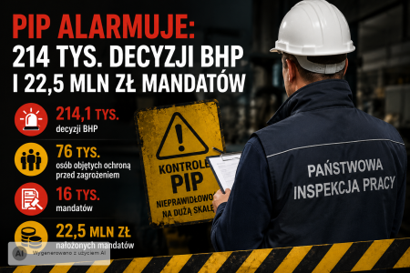Wyniki kontroli PIP 214 tys. decyzji i kary dla pracodawców